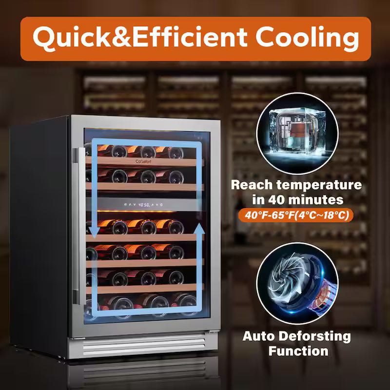 Built-In 46-Bottles Dual Zone Stainless Steel Wine Cooler N6332