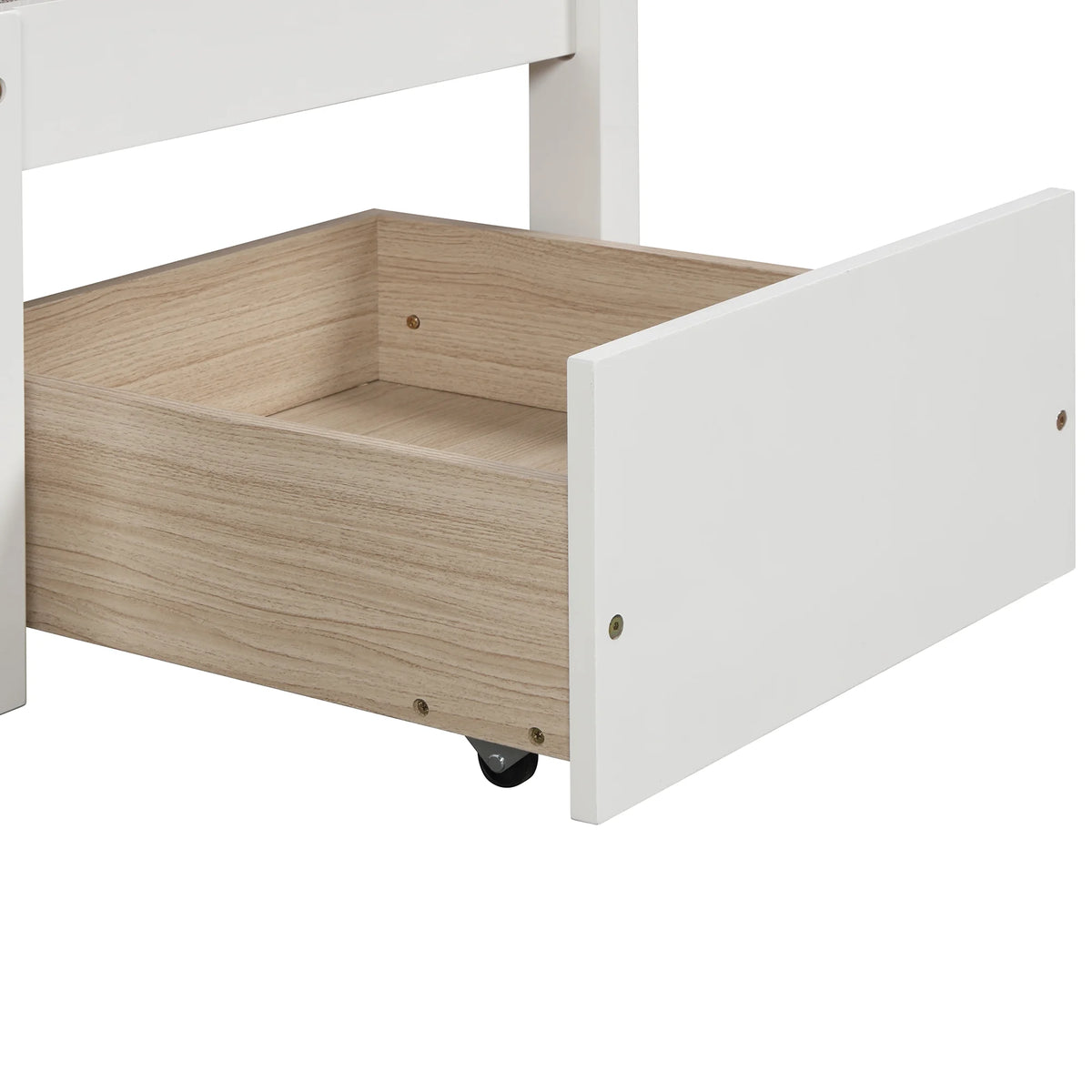 Twin Size Loft Bed with Desk, Seat and Two Storage Drawer, White K777