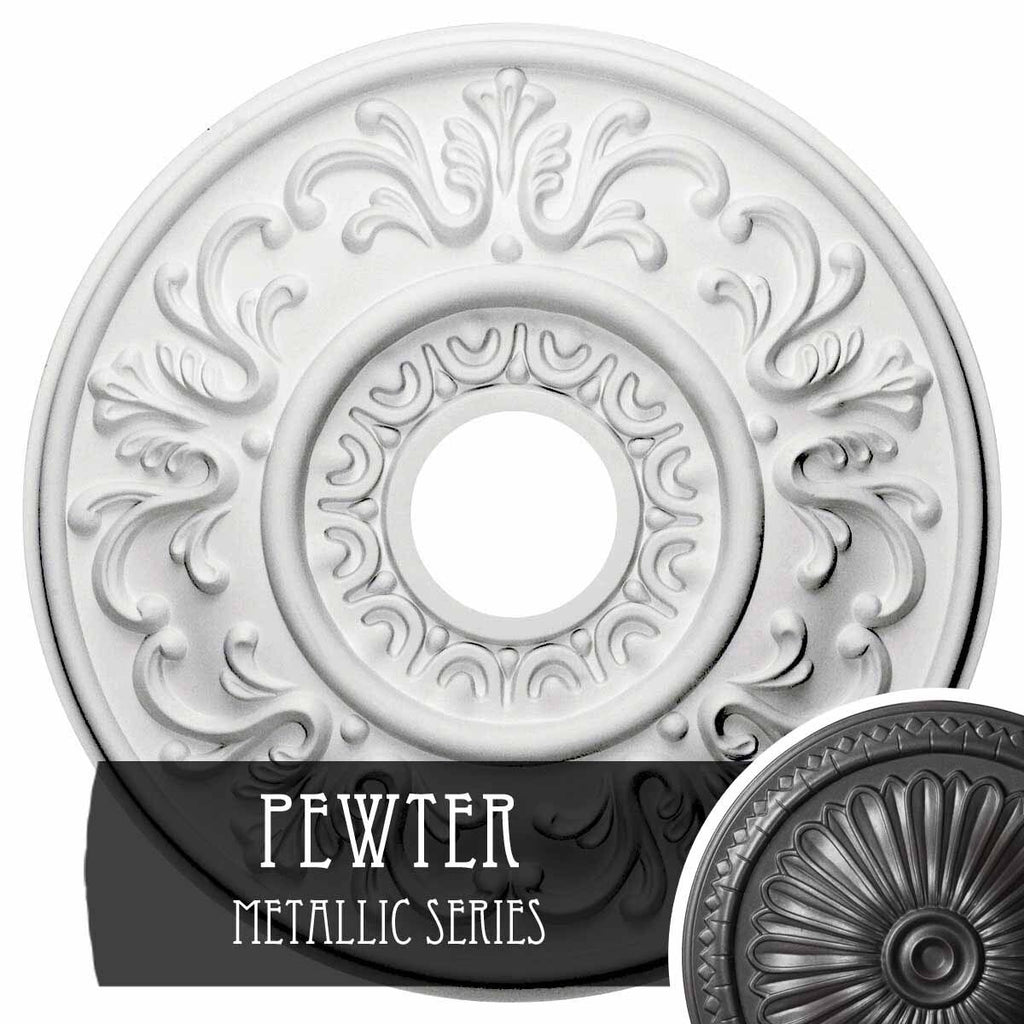 Hand-Painted Pewter Ceiling Medallion C15776
