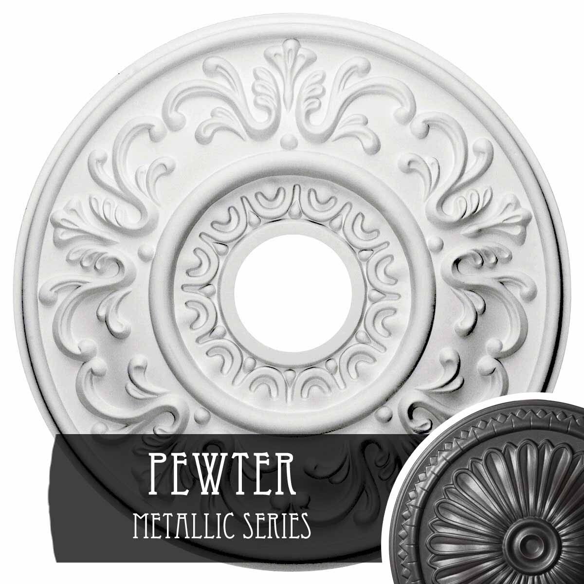Hand-Painted Pewter Ceiling Medallion C15776