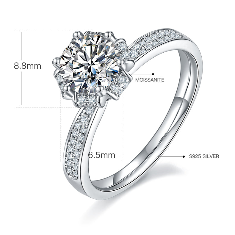 18K White Gold Plating Moissanite Double Halo Bridal Ring Set W48162