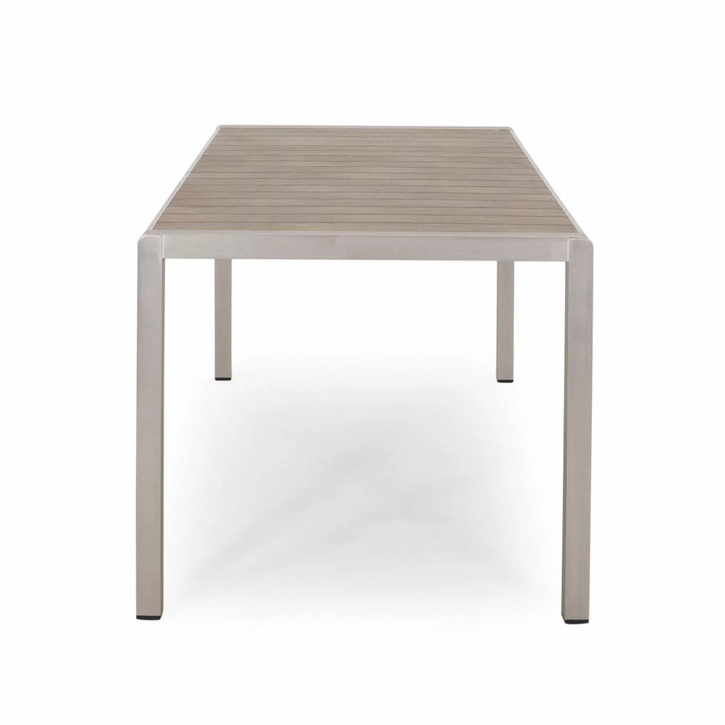 Aluminum Dining Table with Faux Wood Top O696