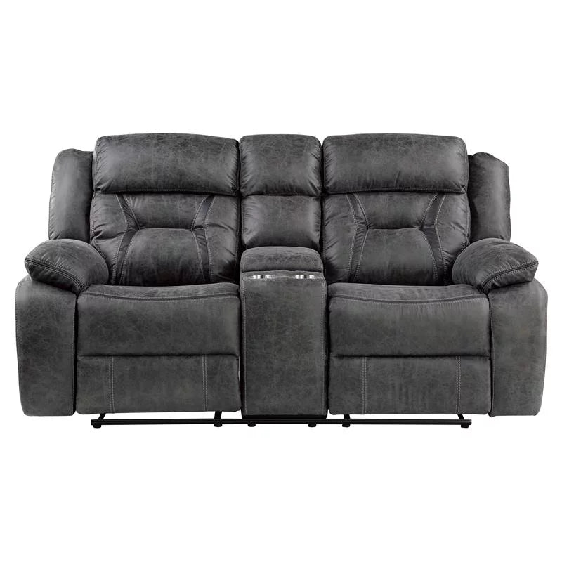Gray Microfiber Double Reclining Love Seat Y949992