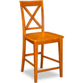 Caramel Latte Wood Seat Pub Chairs Set of 2 E529