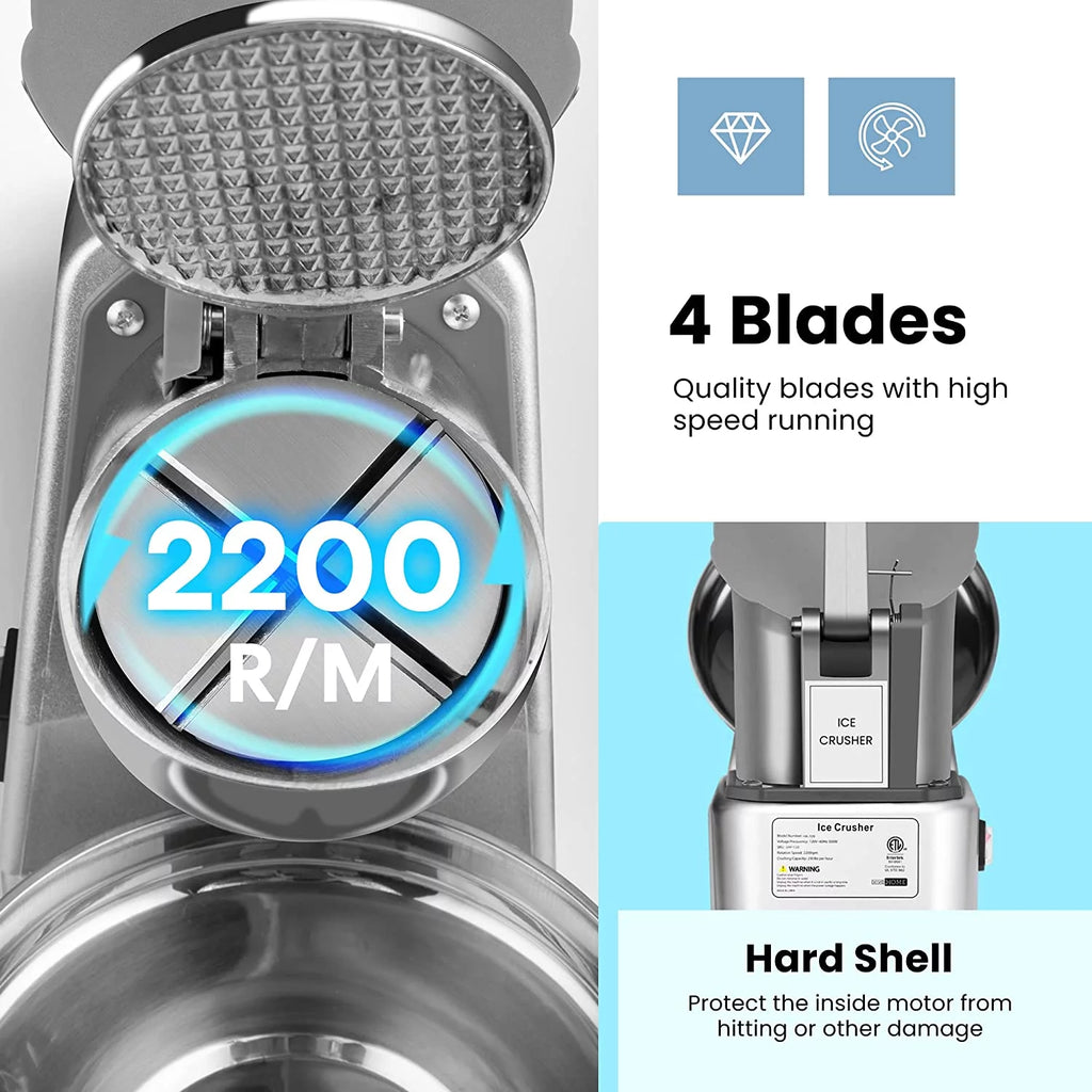 4 Blades Electric Ice Crusher Shaver Snow Cone Maker Machine J4136