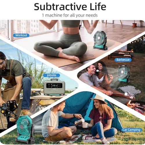 Rechargeable 20000mAh Portable Camping Fan with LED Light V3889