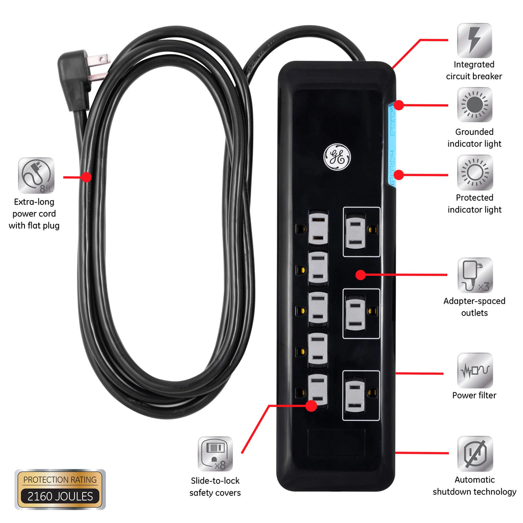8-Outlet Power Strip Surge Protector A86597