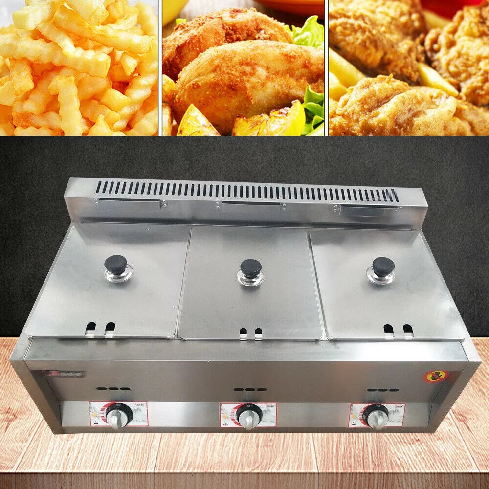 Commercial 18L 3-Pan Gas Fryer C357437