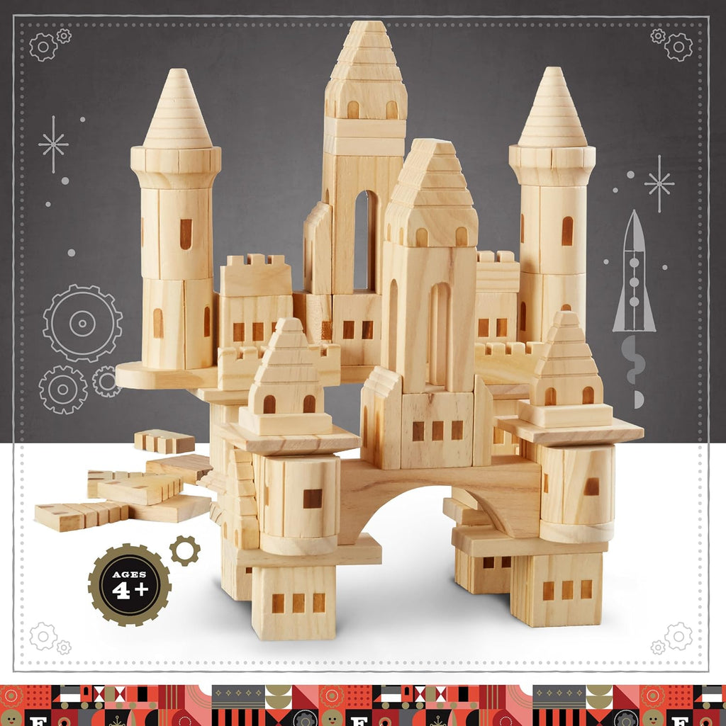 75 Piece Wooden Castle Building Blocks Set Z303163