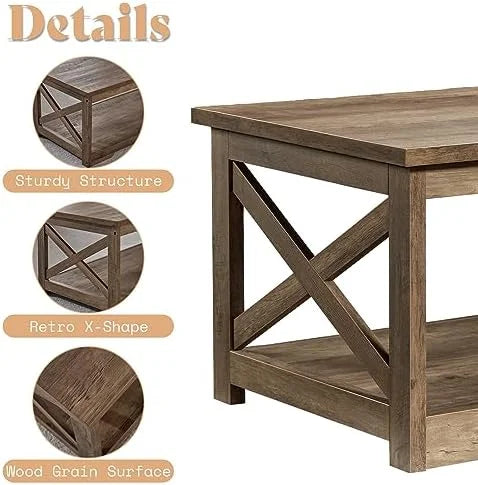 3-Piece Farmhouse Table Set with Charging Station and USB Ports F36625