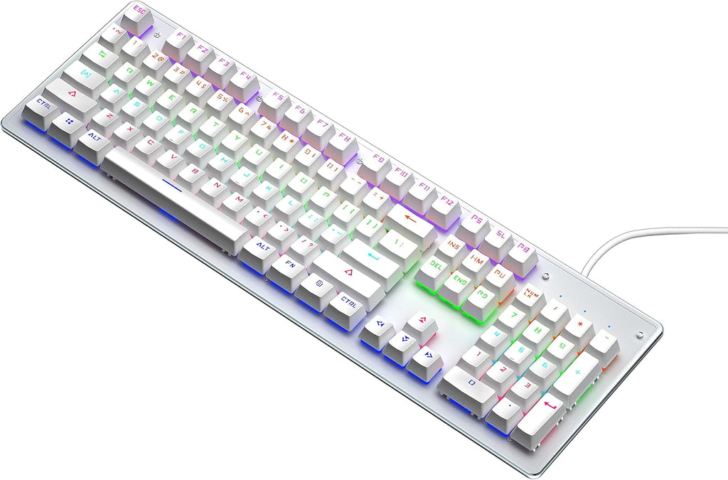 White RGB Backlit Wired Mechanical Gaming Keyboard with Blue Switches U21939