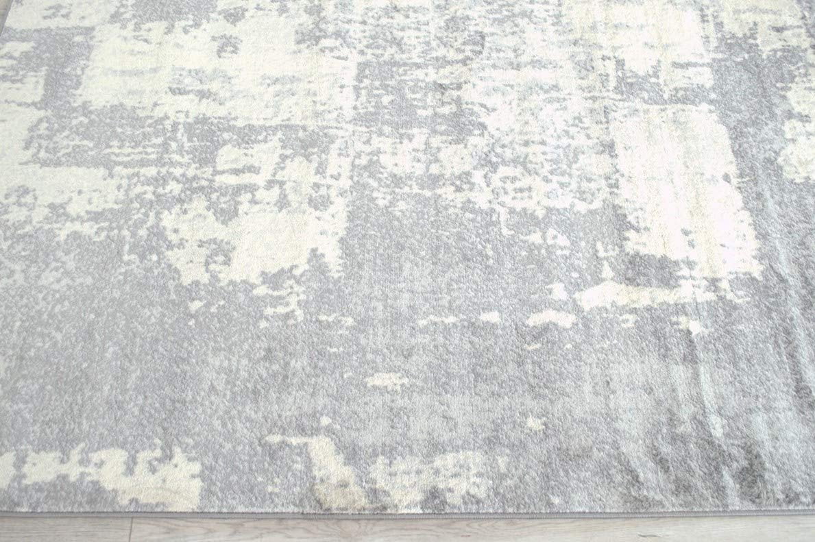 Abstract Silver Gray White Rug X64331