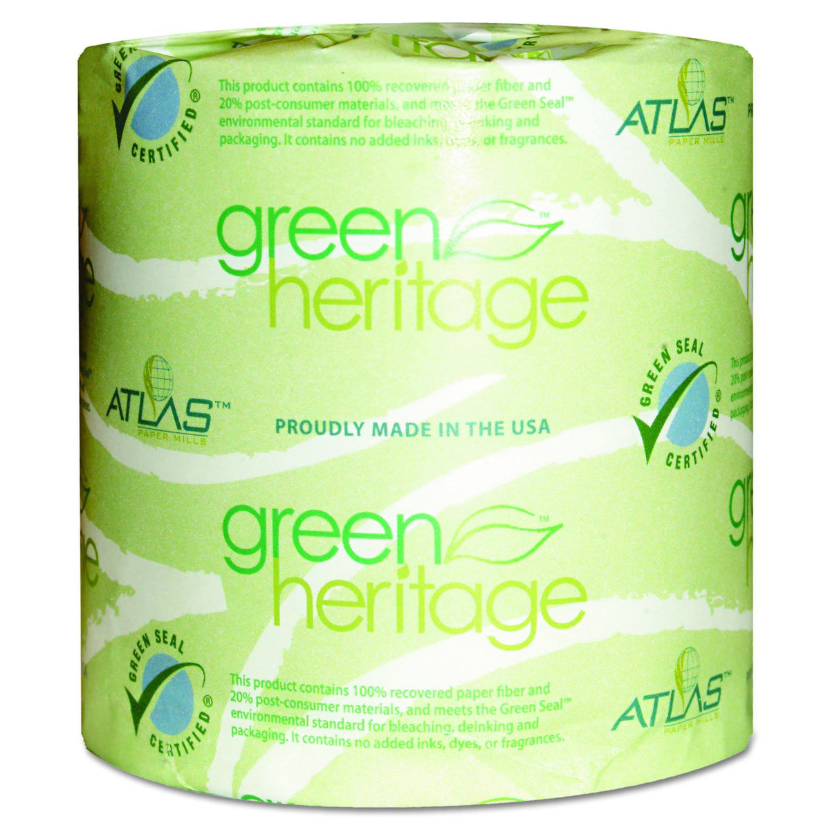 Green 1-Ply Bathroom Tissue, 1000 Sheets, 96 per Carton Y628