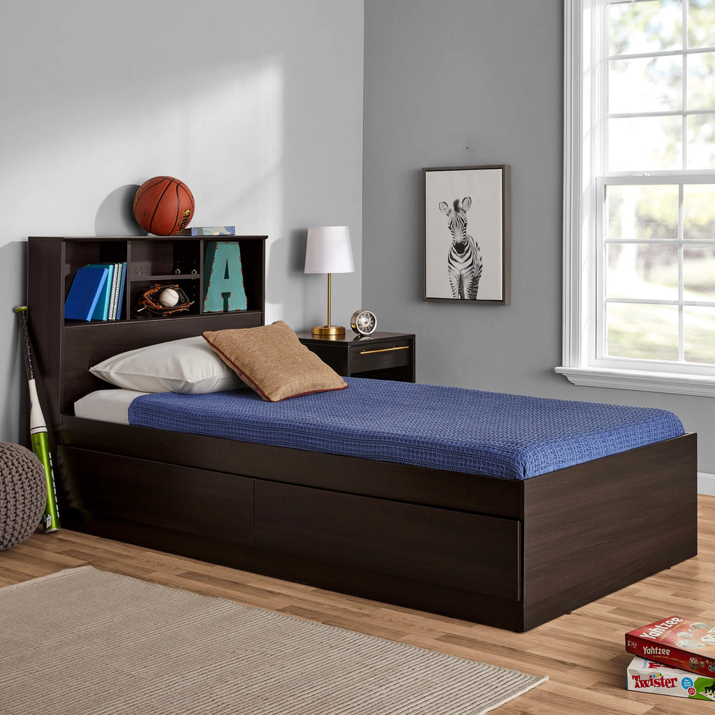 Twin Storage Bed with Bookcase Headboard O15606
