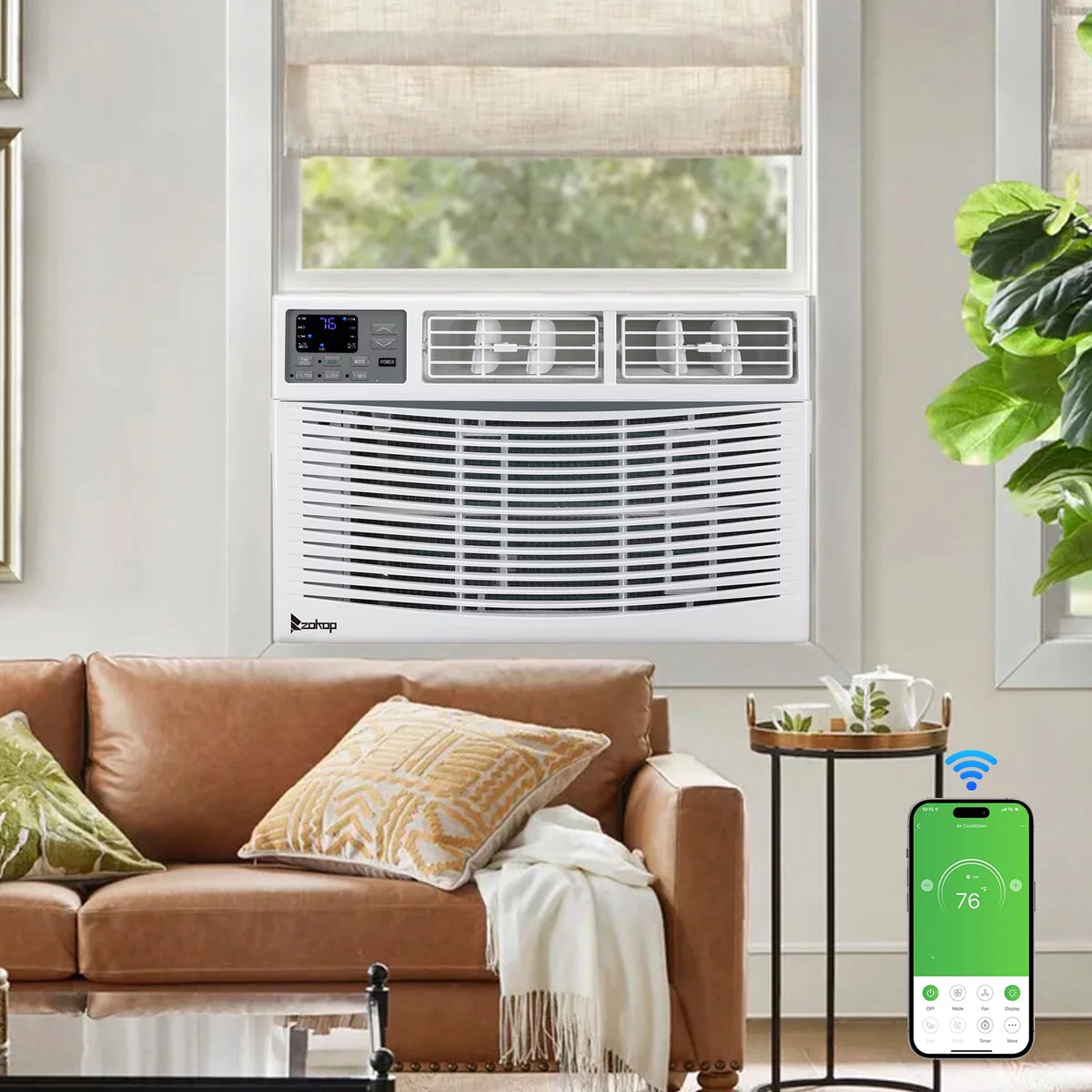 8000BTU White Window-Mounted Compact Air Conditioner with Remote Control Z71215