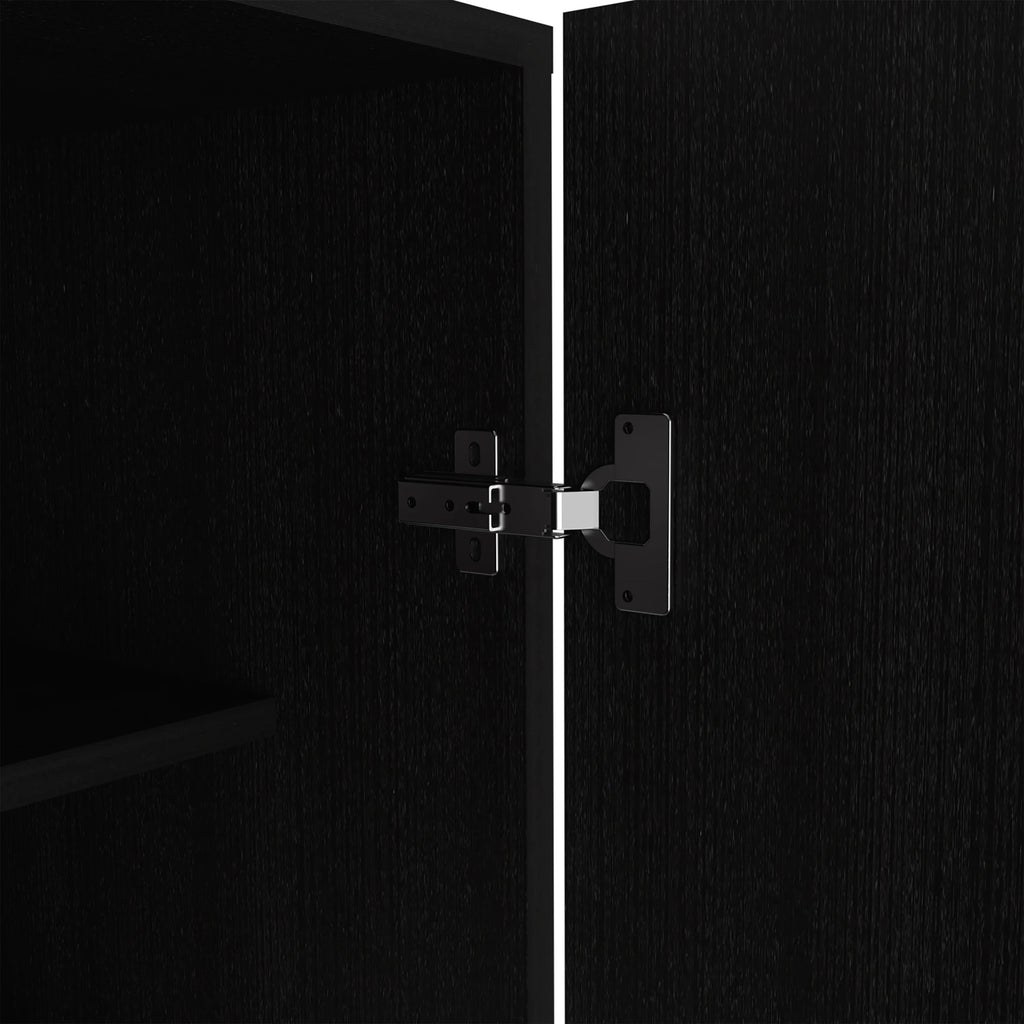 Black Two-Door Armoire with Two Internal Shelves and Rod J86290