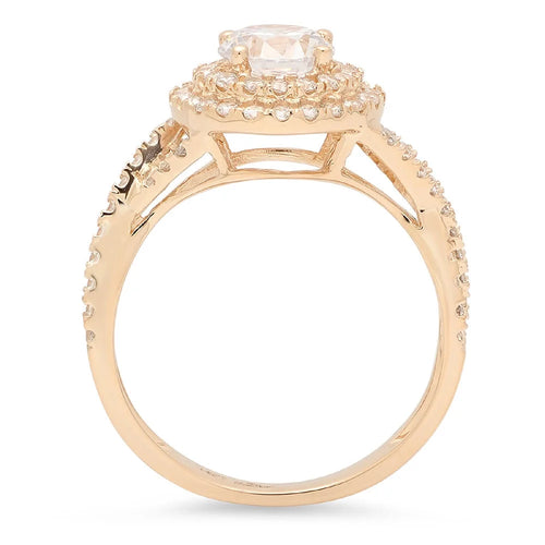 14K Yellow Gold Halo Engagement Ring Y536584