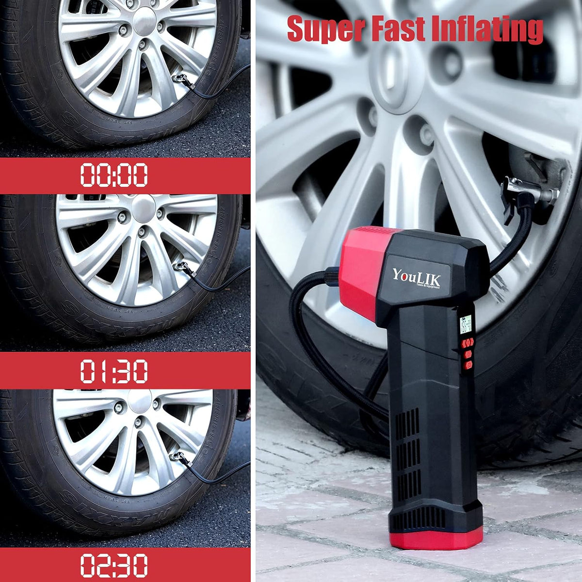 Portable Cordless Tire Inflator Air Compressor E9675
