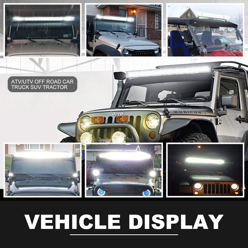32Inch Curved LED Light Bar Kit with 2X 4Inch 60W LED Cube Light Pods Wiring Harness Spot Flood Combo Work Lights H295121