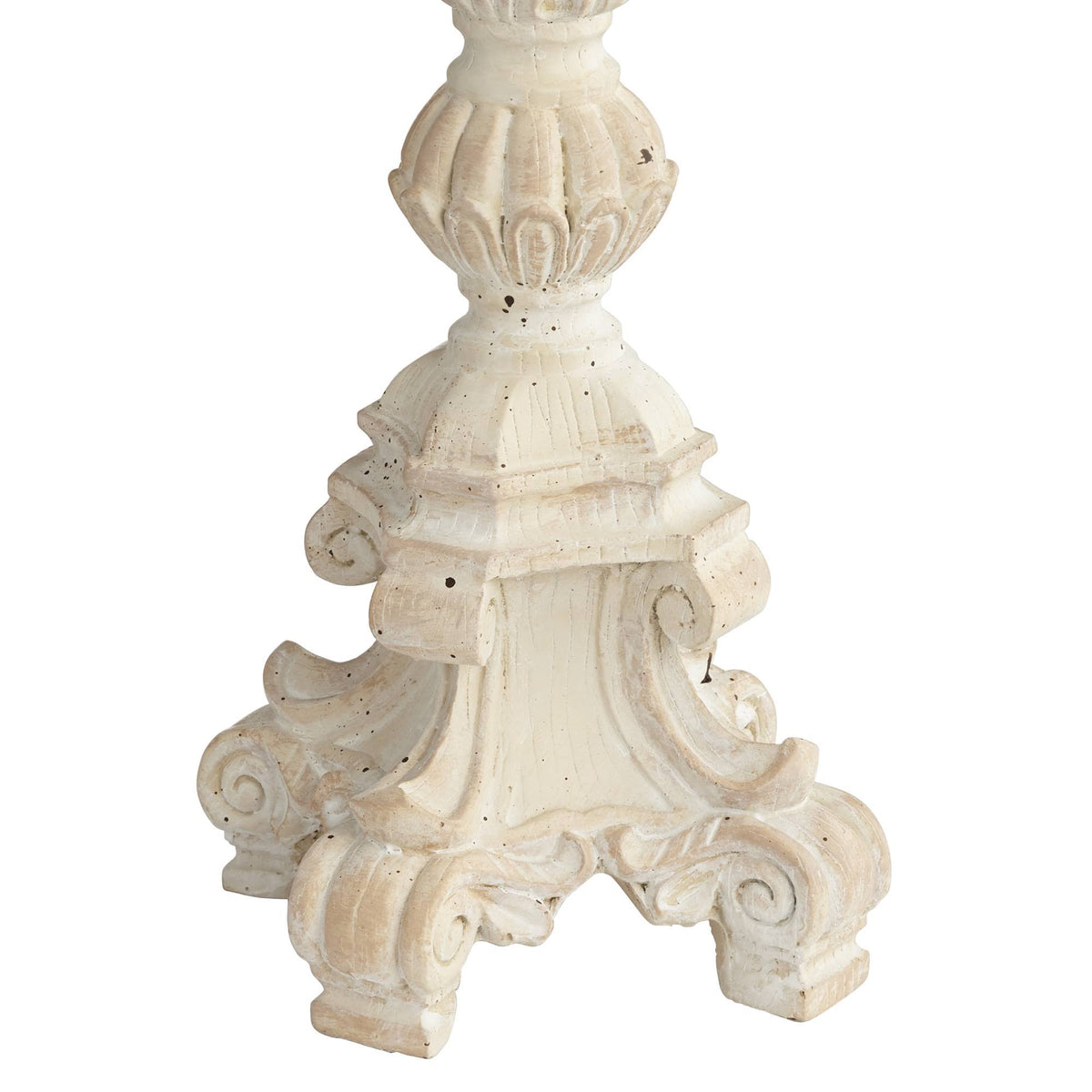 Whitewashed Carved Pillar Candle Holders Set of 3 K415