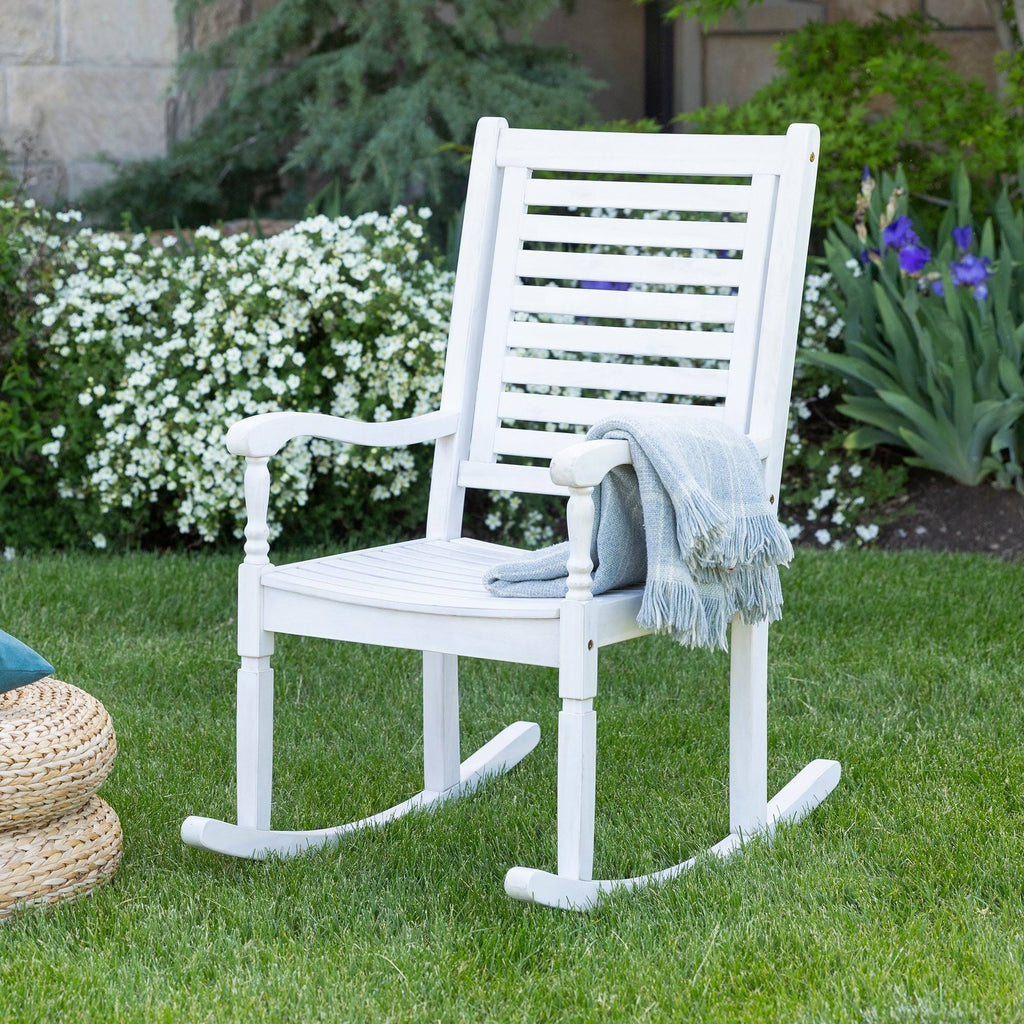 Dark Brown Solid Acacia Wood Rocking Patio Chair W893832