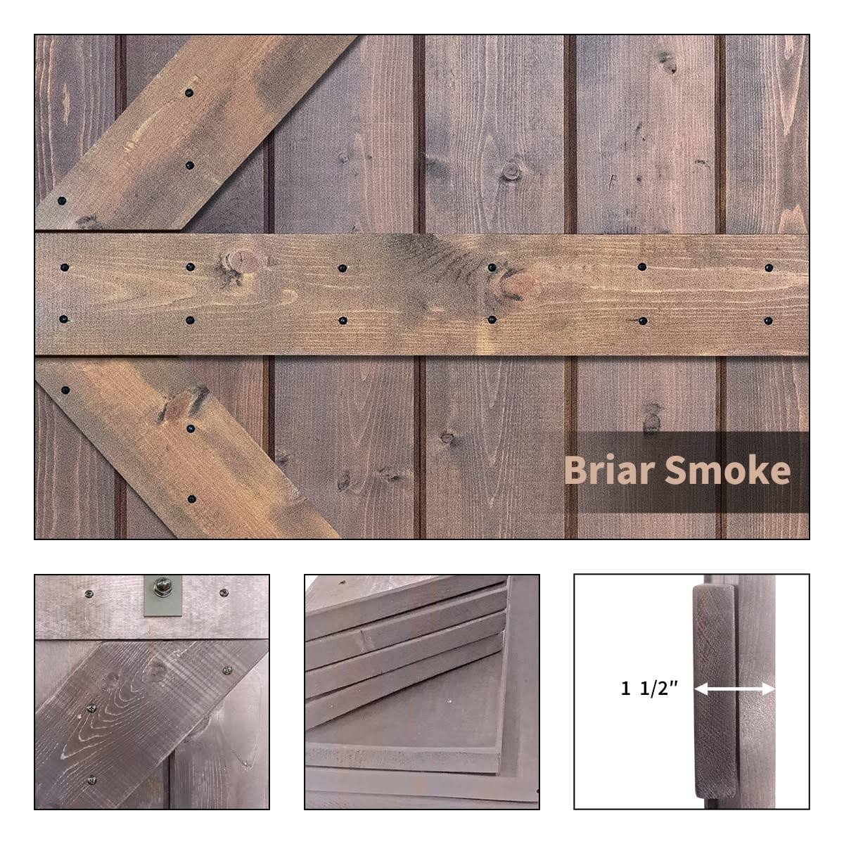 Paneled Wood Barn Door with Installation Hardware Kit E142224