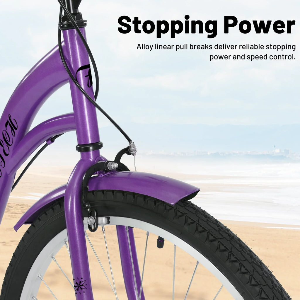 White 26 inch 7 Speed Foldable Cruiser Bike with Basket H43433