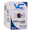 1000ft Solid Cat5e Cable - 24AWG 350MHz CMR Bare Copper Bulk Ethernet Purple C412