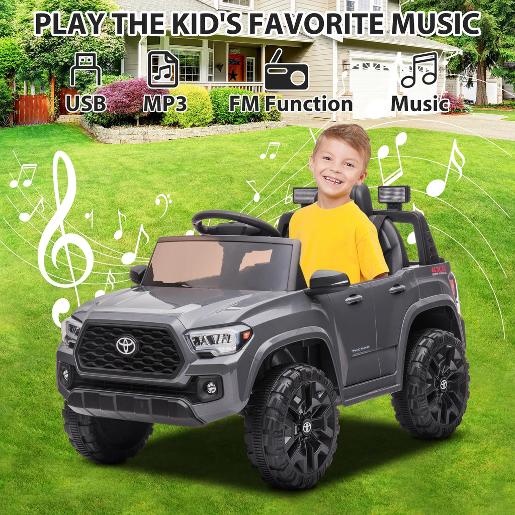12V Battery Powered Ride on Truck with Remote Control, Gray O49957