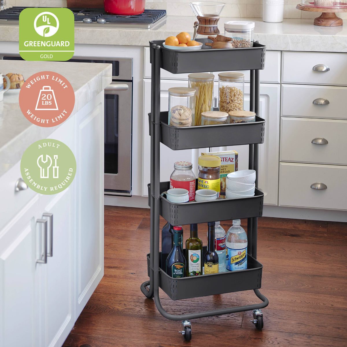 4-Tier Metal Rolling Utility Cart E30110