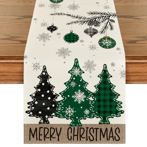 Red Pine Trees Christmas Table Runner 13x72 Inch K4354