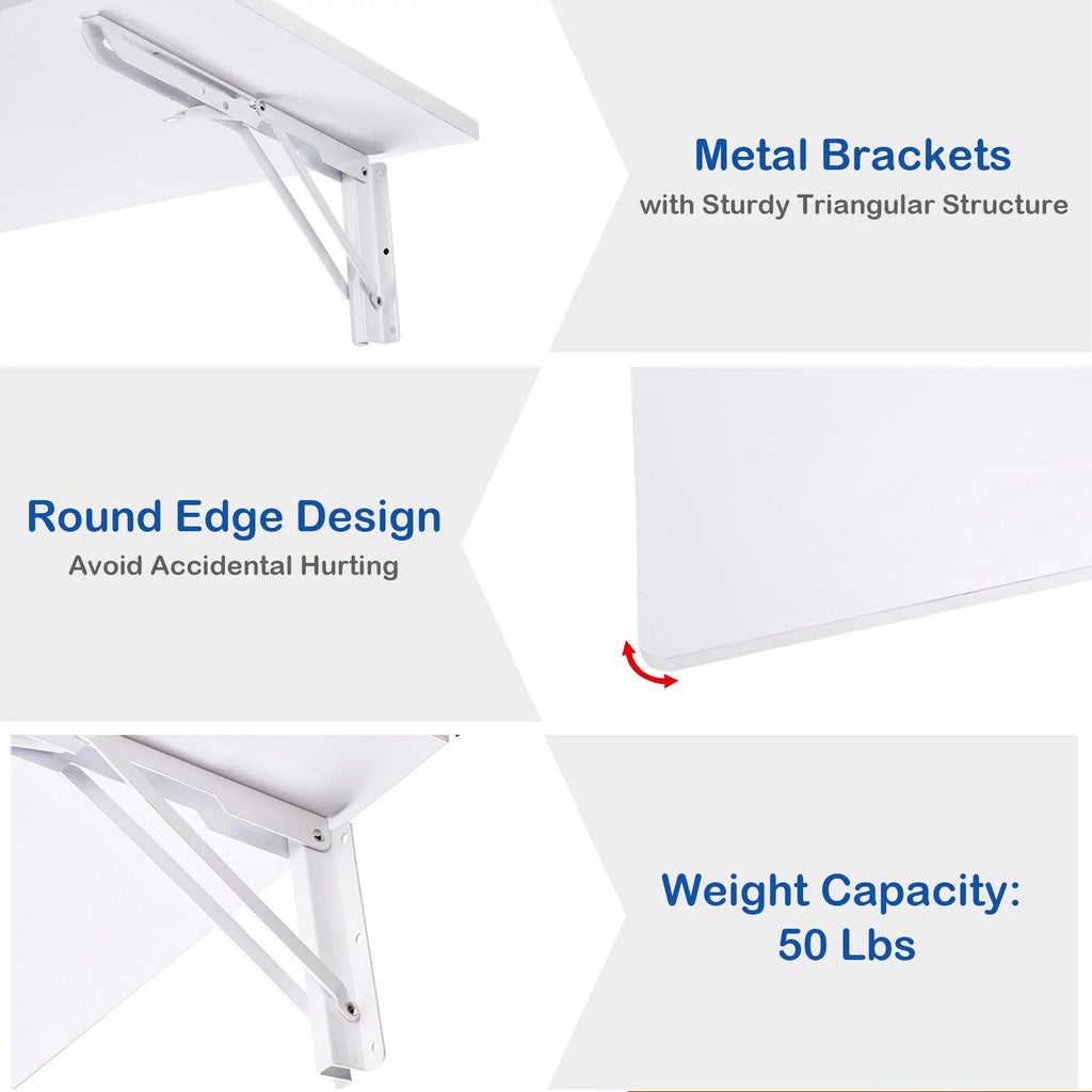 Wall Mounted Floating Folding Desk White T68105