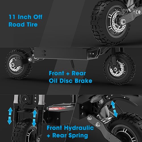 60V 38.4Ah Dual Motor Electric Scooter with 11" All-Terrain Tires T828901