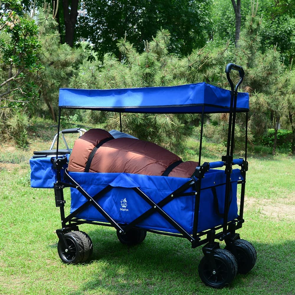 Collapsible Heavy Duty Folding Wagon Cart with Removable Canopy K60266