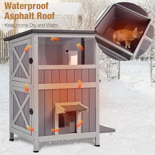 Outdoor Cat House Insulated Weatherproof Cat Shelter M373131
