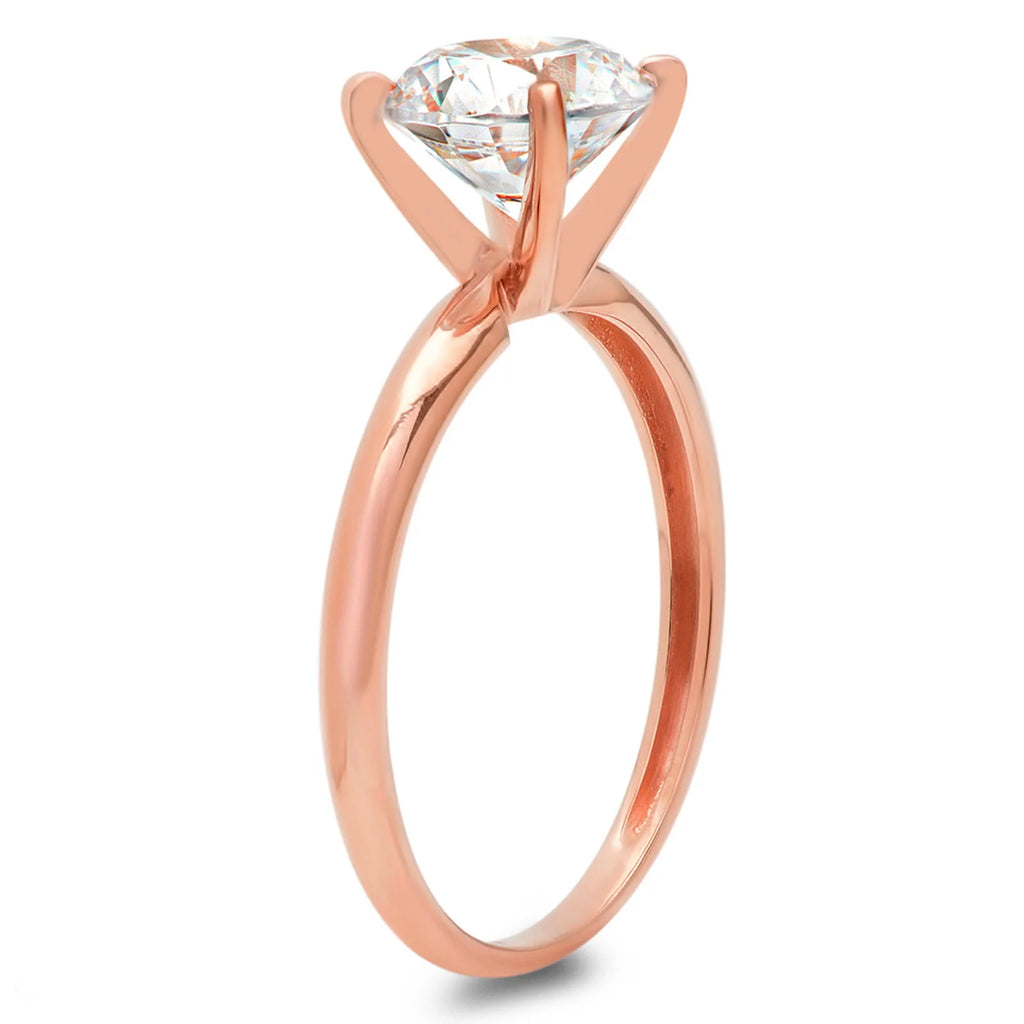 14k Pink Rose Gold Solitaire Ring E63419