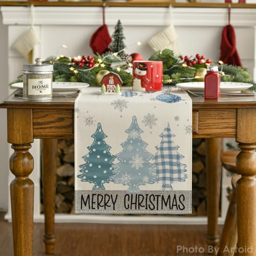 Red Pine Trees Christmas Table Runner 13x72 Inch K4354