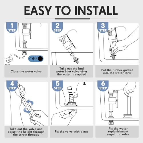 8 Pieces Toilet Fill Valve Tank Replacement Kit Q598