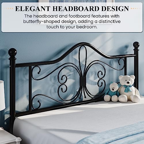 Full Size White Metal Bed Frame with Headboard and Footboard N3265