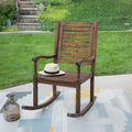 Dark Brown Solid Acacia Wood Rocking Patio Chair W893832