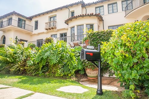 Black Galvanized Steel Post Mount Mailbox O927610