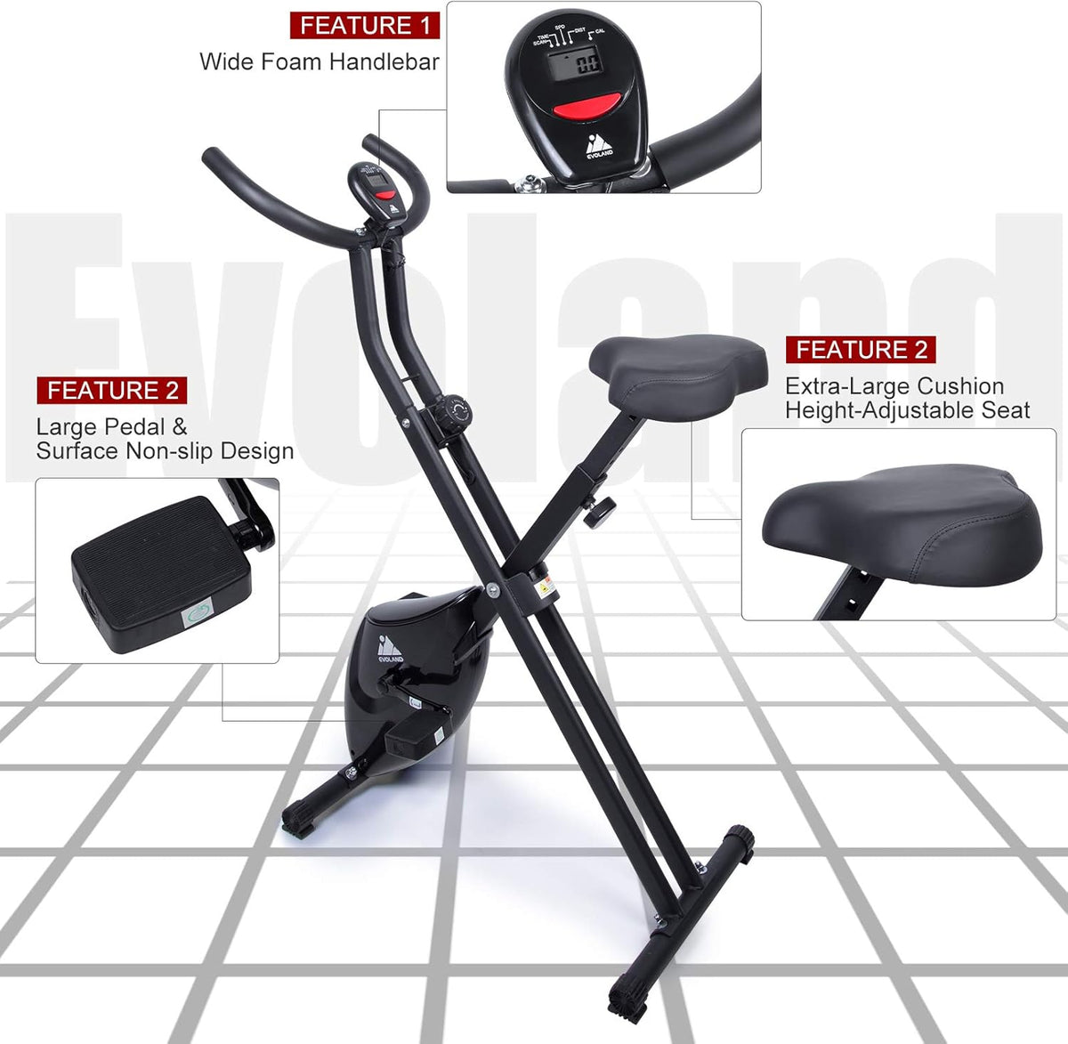 Foldable Magnetic Upright Exercise Bike with 8 Resistance Levels X978