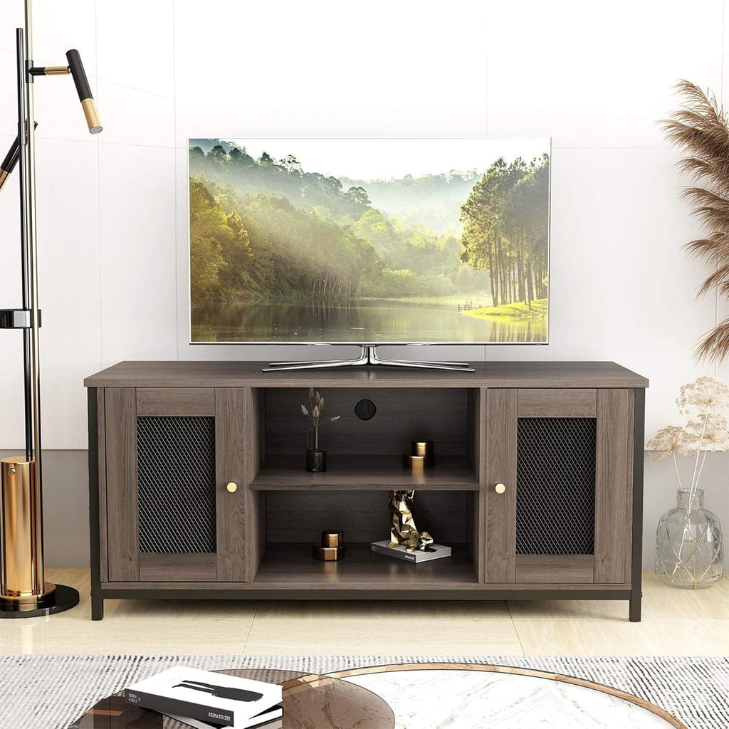 Brown Walnut Entertainment Center Stand with Storage L420810