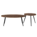 2 Piece Walnut Coffee Table Set with Black Metal Legs G580828