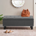 Dark Grey Upholstered Storage Ottoman Bench N37663