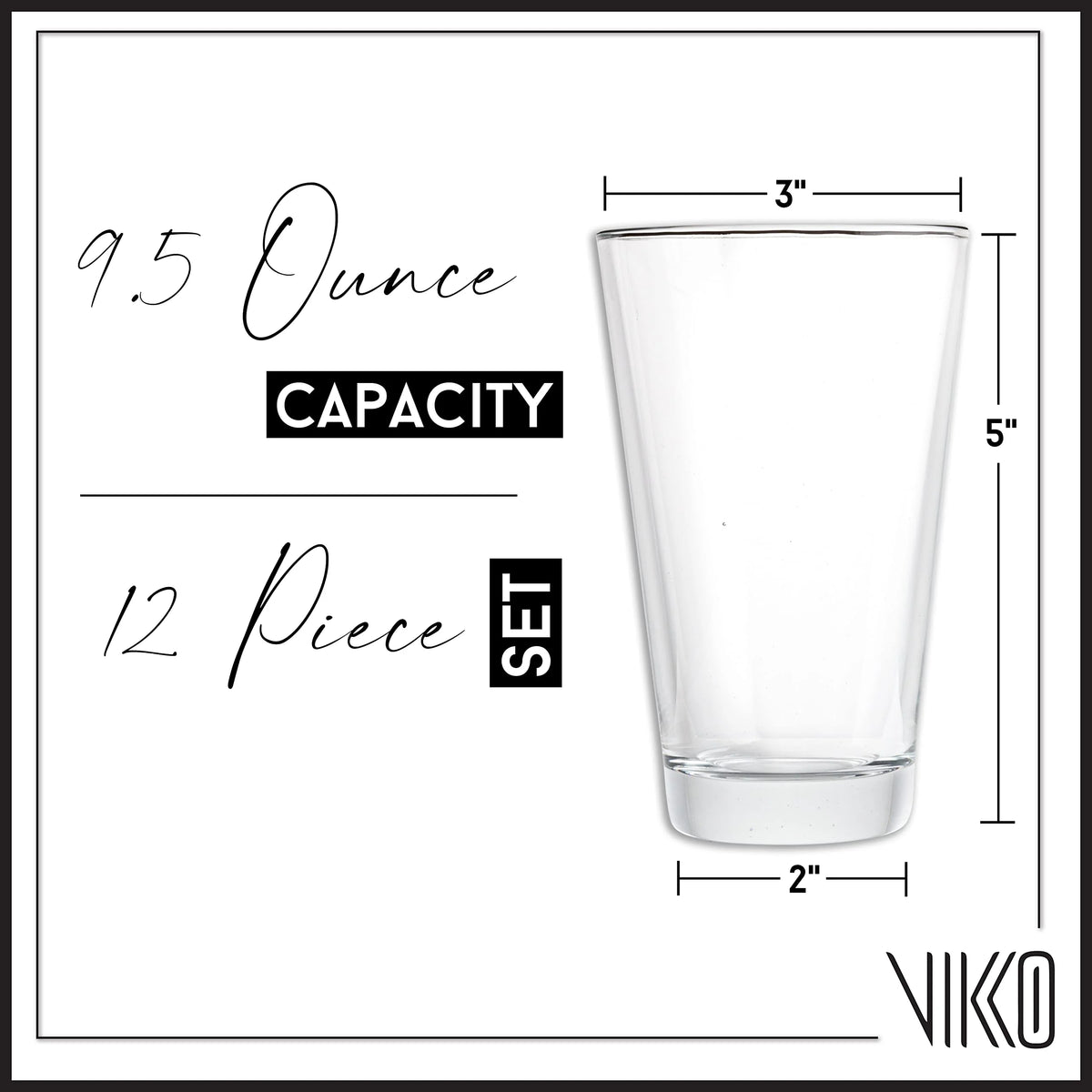 9.5 Ounce Dishwasher Safe Glass Tumblers Set of 12 K46325
