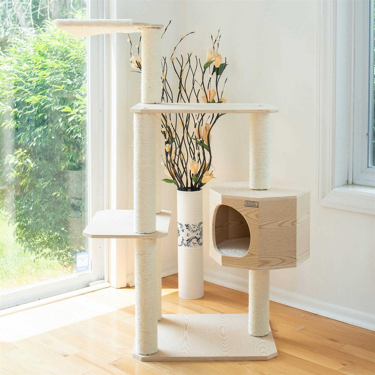 54-Inch Wood Cat Tree with Three Levels Z82276