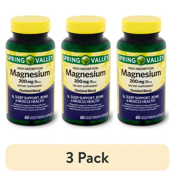 Magnesium Dietary Supplement Vegetarian Capsules 200 mg 60 Count X5633