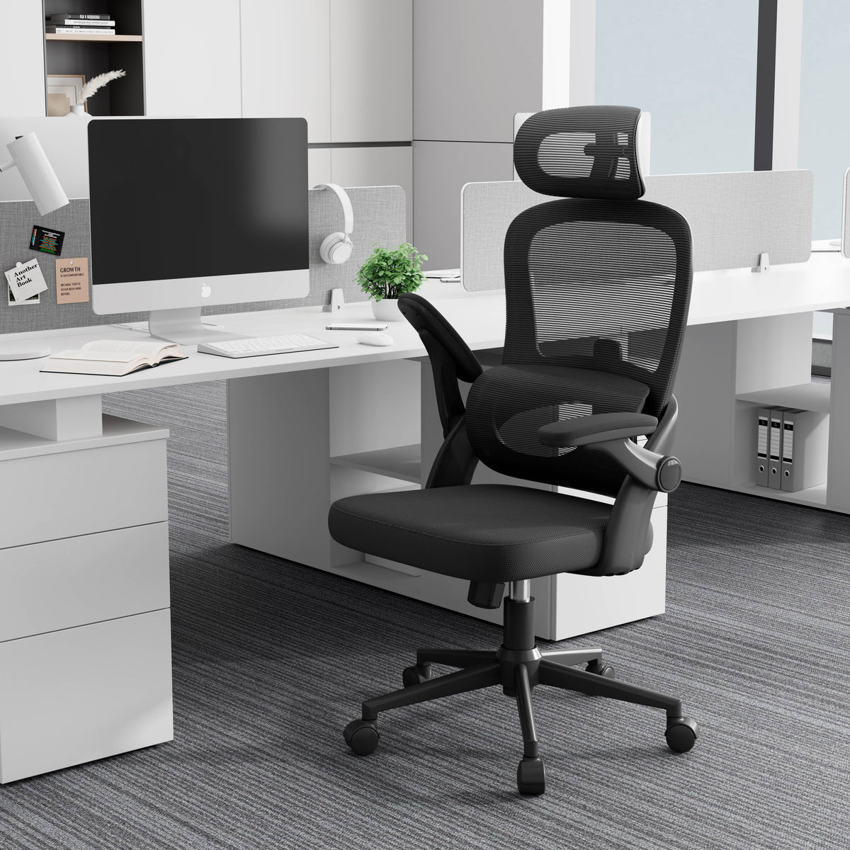 Black Ergonomic Mesh Office Chair with Headrest and Lumbar Support G1926