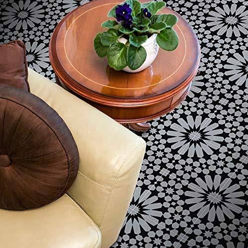 8x8 Handmade Cement Grey Black Tile R21581